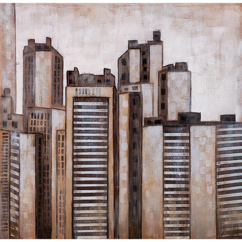 STRIPED SKYSCRAPERS Black Modern Wood Framed Art Print with Double Matting by Atelier B Art Studio