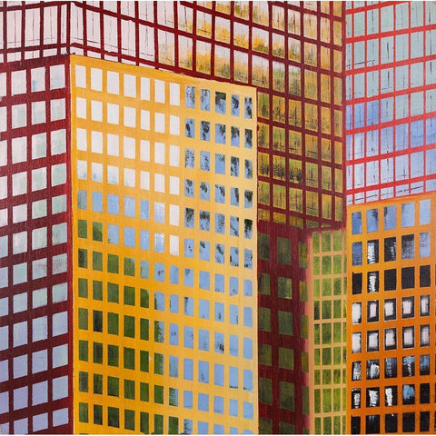 SKYSCRAPER WINDOWS White Modern Wood Framed Art Print by Atelier B Art Studio