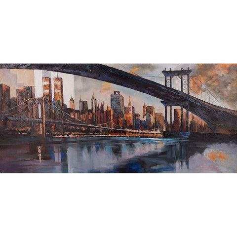 BRIDGE IN THE CITY AT SUNSET White Modern Wood Framed Art Print by Atelier B Art Studio