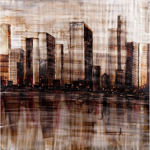 SKETCH OF THE CITY Black Modern Wood Framed Art Print with Double Matting by Atelier B Art Studio