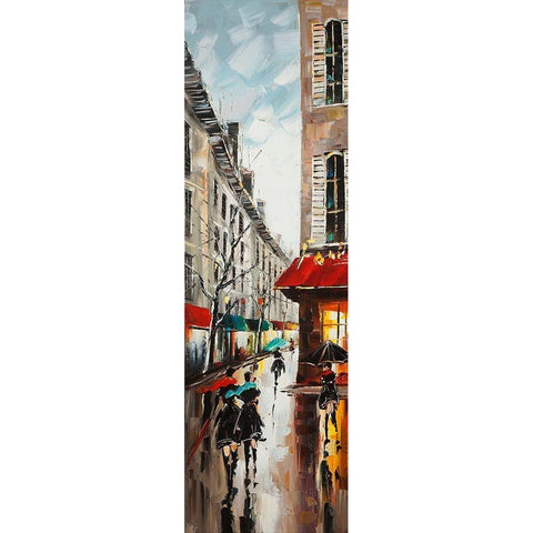 WOMEN WALKING IN THE STREET Gold Ornate Wood Framed Art Print with Double Matting by Atelier B Art Studio