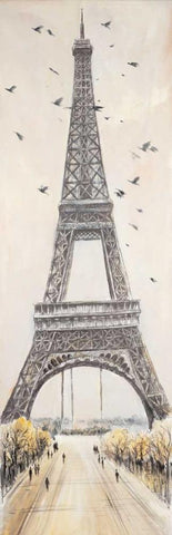 Eiffel Tower in Paris Black Ornate Wood Framed Art Print with Double Matting by Atelier B Art Studio