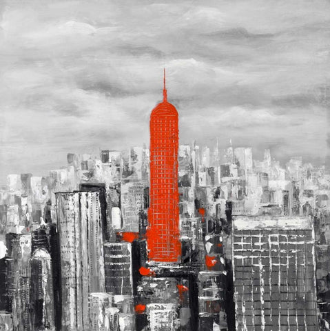 Empire State Building of New-York Black Ornate Wood Framed Art Print with Double Matting by Atelier B Art Studio