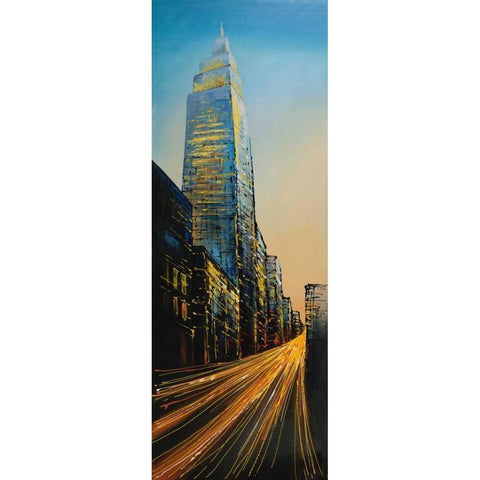 In the Street of Empire State Building Gold Ornate Wood Framed Art Print with Double Matting by Atelier B Art Studio