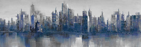 MELANCHOLY CITY Black Ornate Wood Framed Art Print with Double Matting by Atelier B Art Studio