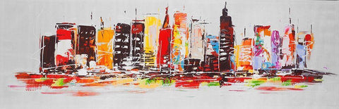 CITY IN BRIGHT COLORS White Modern Wood Framed Art Print with Double Matting by Atelier B Art Studio