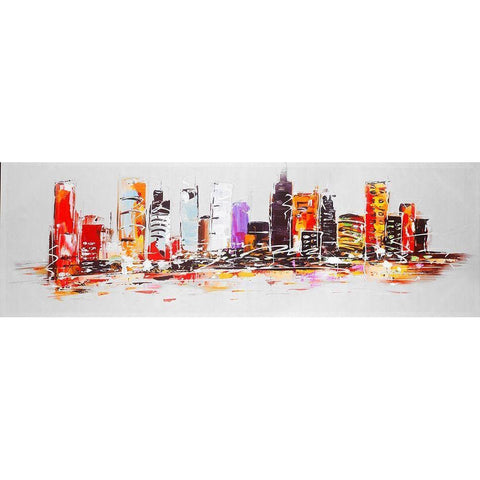 ABSTRACT CITY IN BRIGHT COLORS White Modern Wood Framed Art Print by Atelier B Art Studio