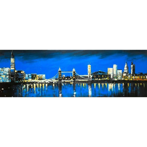 Skyline of London Gold Ornate Wood Framed Art Print with Double Matting by Atelier B Art Studio