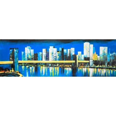 Skyline of Lower Manhattan Gold Ornate Wood Framed Art Print with Double Matting by Atelier B Art Studio