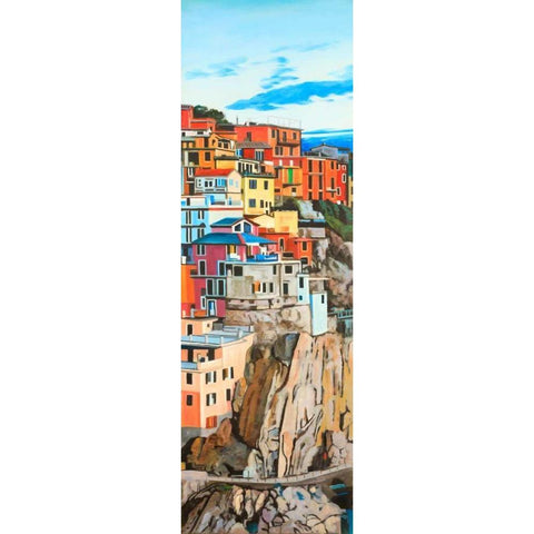 View of Manarola in Italy Gold Ornate Wood Framed Art Print with Double Matting by Atelier B Art Studio