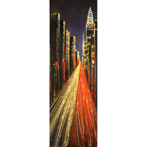 Lively City Black Modern Wood Framed Art Print with Double Matting by Atelier B Art Studio