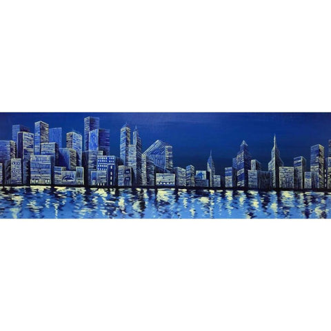 Blue Skyline Gold Ornate Wood Framed Art Print with Double Matting by Atelier B Art Studio