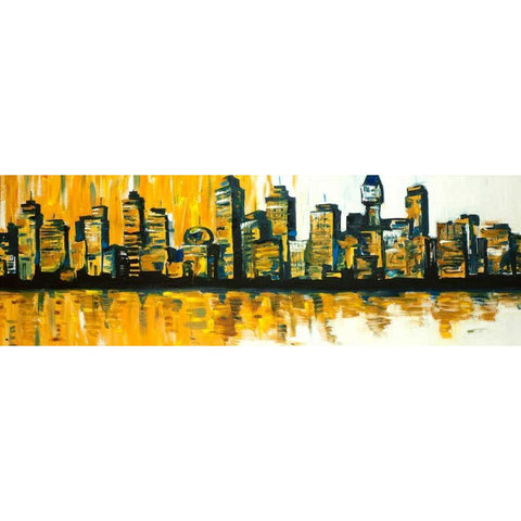 Yellow City Gold Ornate Wood Framed Art Print with Double Matting by Atelier B Art Studio