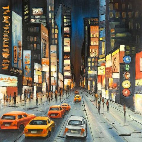 View on Time Square Black Ornate Wood Framed Art Print with Double Matting by Atelier B Art Studio