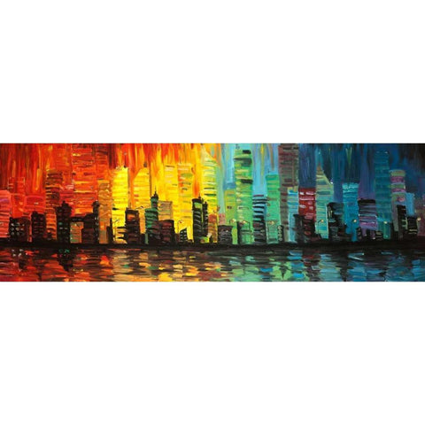 City with shade of colors Black Modern Wood Framed Art Print with Double Matting by Atelier B Art Studio