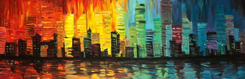 City with shade of colors White Modern Wood Framed Art Print with Double Matting by Atelier B Art Studio