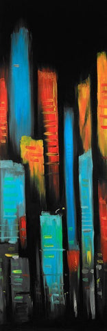 ABSTRACT AND COLORFUL TALL BUILDINGS Black Ornate Wood Framed Art Print with Double Matting by Atelier B Art Studio