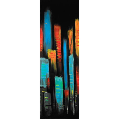 ABSTRACT AND COLORFUL TALL BUILDINGS Black Modern Wood Framed Art Print with Double Matting by Atelier B Art Studio