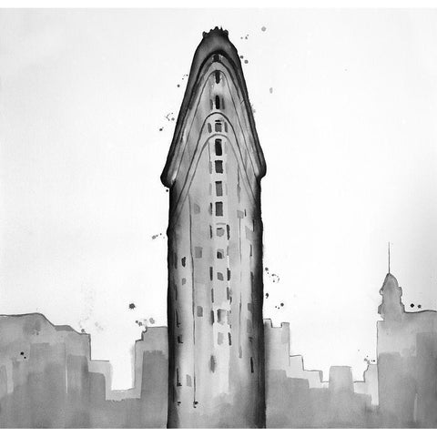 New York City Flatiron Building White Modern Wood Framed Art Print by Atelier B Art Studio