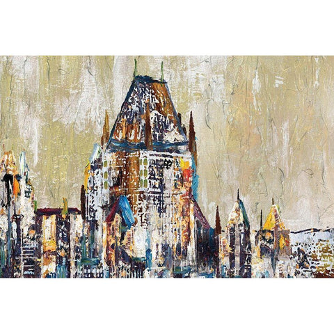 ABSTRACT CHÃ¢TEAU FRONTENAC Gold Ornate Wood Framed Art Print with Double Matting by Atelier B Art Studio