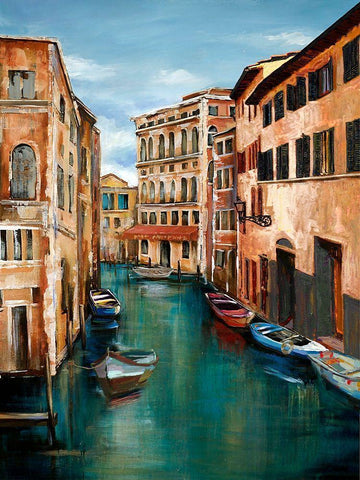 MAGICAL VENICE CANAL White Modern Wood Framed Art Print with Double Matting by Atelier B Art Studio