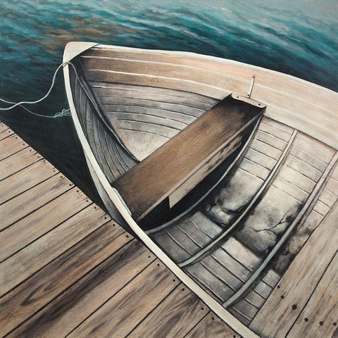 ABANDONED ROWBOATS Black Modern Wood Framed Art Print with Double Matting by Atelier B Art Studio