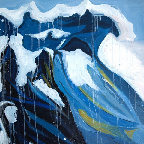 WAVE IN MOTION Black Ornate Wood Framed Art Print with Double Matting by Atelier B Art Studio