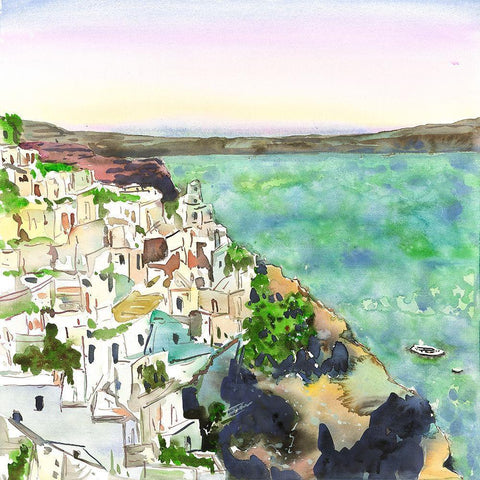 LANDSCAPE OF CRETE White Modern Wood Framed Art Print by Atelier B Art Studio