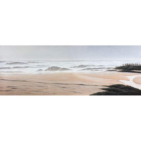 CLOUDY AT THE BEACH White Modern Wood Framed Art Print by Atelier B Art Studio