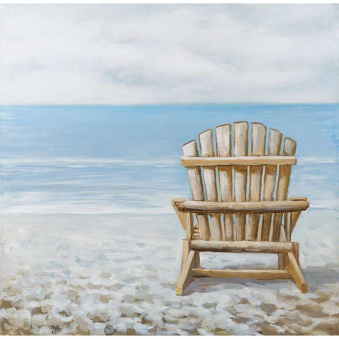 Wood Beach Chair Gold Ornate Wood Framed Art Print with Double Matting by Atelier B Art Studio