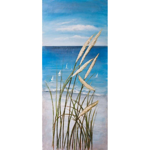 WILD HERBS ON THE BEACH White Modern Wood Framed Art Print by Atelier B Art Studio