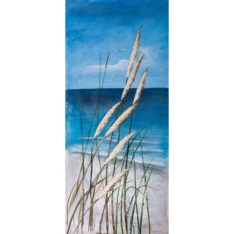 WILD HERBS IN THE WIND ON AT THE BEACH White Modern Wood Framed Art Print by Atelier B Art Studio