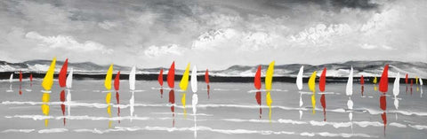 Sailing on the Lake Black Ornate Wood Framed Art Print with Double Matting by Atelier B Art Studio