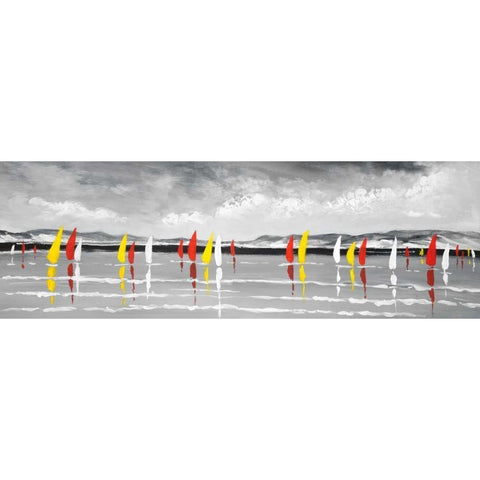 Sailing on the Lake Black Modern Wood Framed Art Print by Atelier B Art Studio