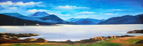 Scottish Highlands by a Beautiful Day Black Ornate Wood Framed Art Print with Double Matting by Atelier B Art Studio