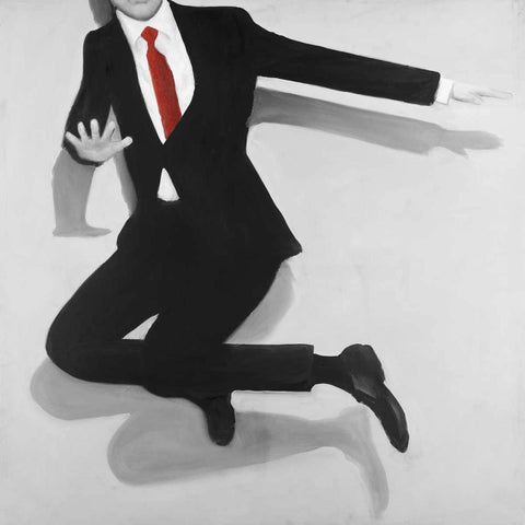 Classical Jumping Man Black Modern Wood Framed Art Print with Double Matting by Atelier B Art Studio