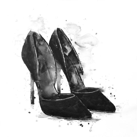 BLACK PUMPS White Modern Wood Framed Art Print by Atelier B Art Studio