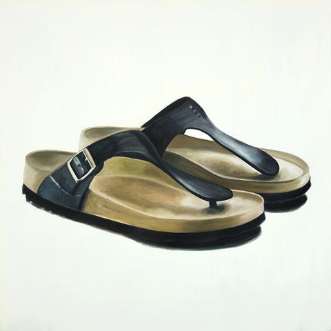 SANDALS Black Modern Wood Framed Art Print with Double Matting by Atelier B Art Studio