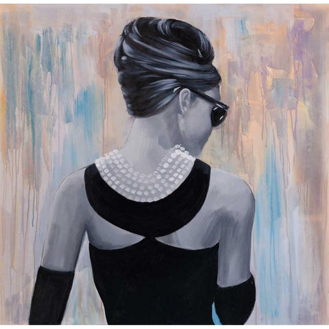 Audrey Hepburn Abstract Style Back View Black Modern Wood Framed Art Print with Double Matting by Atelier B Art Studio