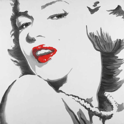 Marilyn Monroe Outline Style Black Modern Wood Framed Art Print with Double Matting by Atelier B Art Studio