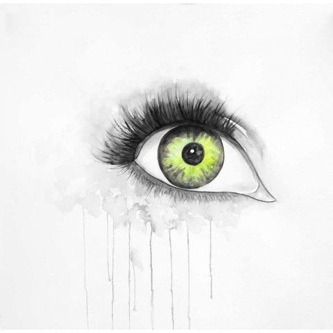 Green Eye in Watercolor Black Modern Wood Framed Art Print with Double Matting by Atelier B Art Studio