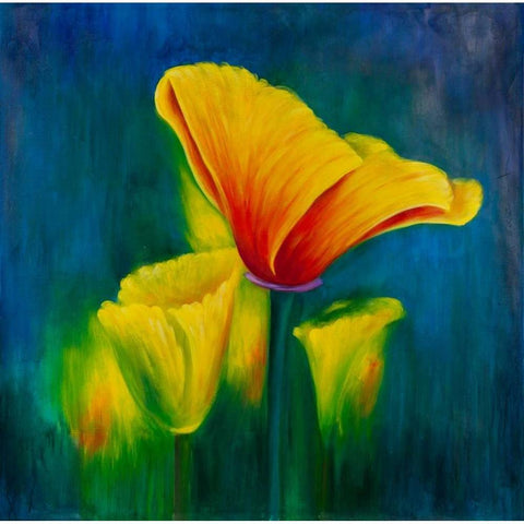 Beautiful Colorful Flowers White Modern Wood Framed Art Print by Atelier B Art Studio