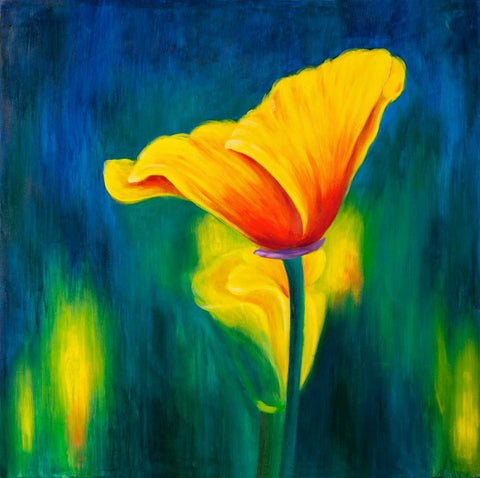 Superb Contrast Flowers White Modern Wood Framed Art Print with Double Matting by Atelier B Art Studio