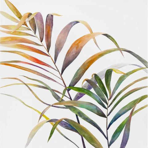 Watercolor Tropical Palm Leaves White Modern Wood Framed Art Print by Atelier B Art Studio