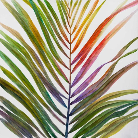 Watercolor Tropical Palm Leave Black Modern Wood Framed Art Print by Atelier B Art Studio