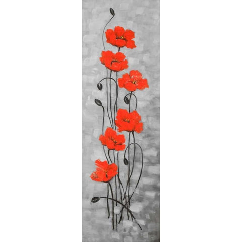 Small Red Flowers White Modern Wood Framed Art Print by Atelier B Art Studio