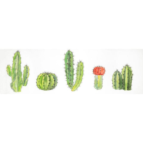 Watercolor Small Cactus Set Black Modern Wood Framed Art Print by Atelier B Art Studio