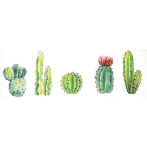 Tiny Cactus Set  White Modern Wood Framed Art Print by Atelier B Art Studio