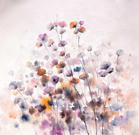 Wild Flowers Black Ornate Wood Framed Art Print with Double Matting by Atelier B Art Studio