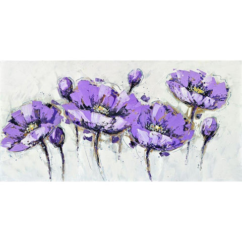 ABSTRACT PURPLE FLOWERS White Modern Wood Framed Art Print by Atelier B Art Studio